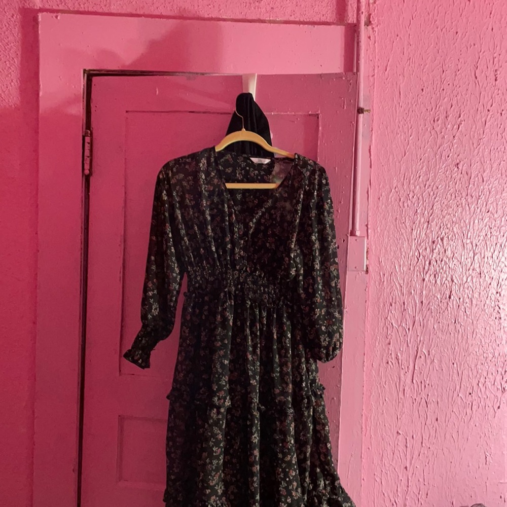 Black flower design dress